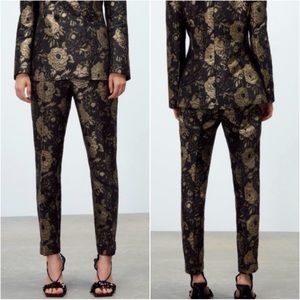 ZARA | Festive Days Golden Jacquard Pants NWOT